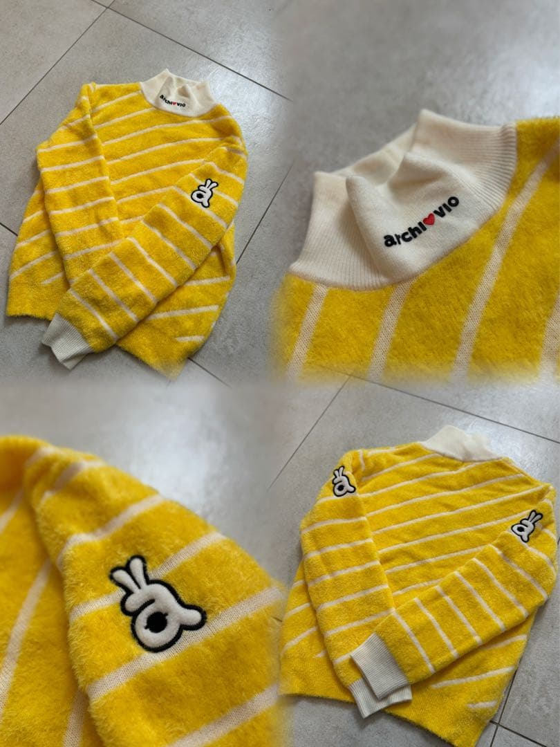 archivio アルチビオクリーニング済み 38ストライプセーター 黄色