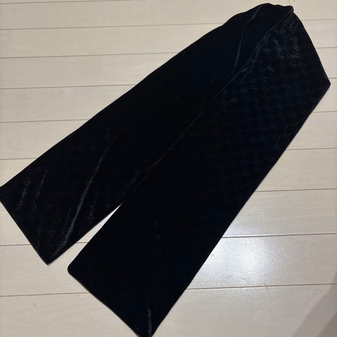 【高級】GUCCI ベロア マフラー GG柄 グッチ ストール