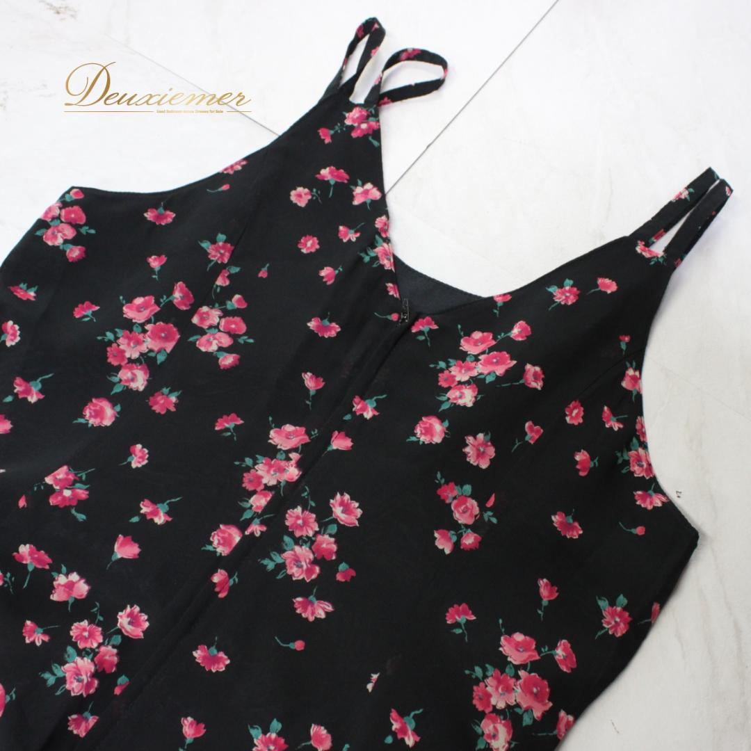 【美品 日本製社交ダンス衣装】ワンピース ドレス Sanline 黒 緑