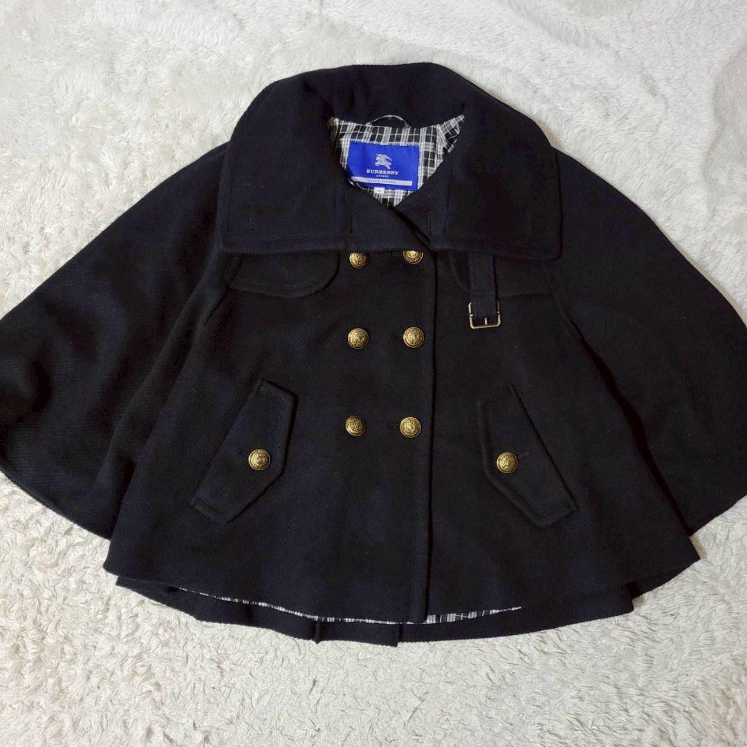 BURBERRY BLUELABEL ポンチョ アンゴラ ノバチェック 金ボタン