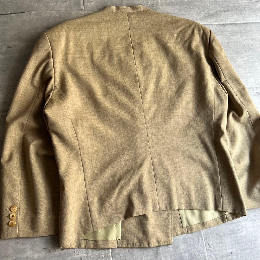 イッセイミヤケメン　アーカイブ　80s　筆タグ　ノーカラージャケット　ベージュ