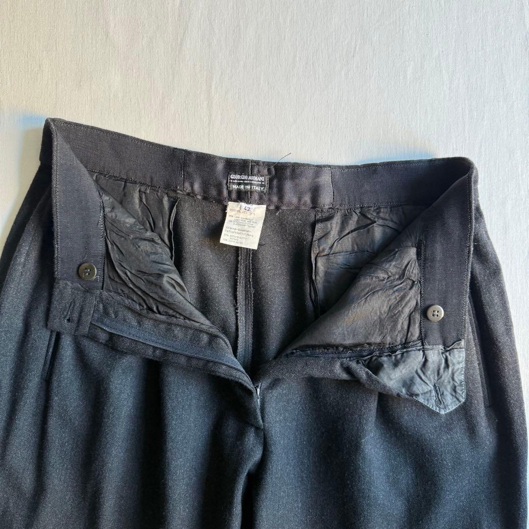パンツ GIORGIO ARMANI pure new wool tuck slacks