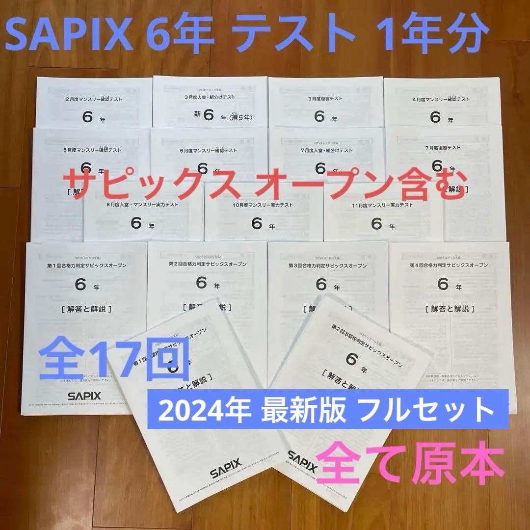 【最新版】SAPIX 6年 マンスリーテストフルセット2024年度全17回1年分