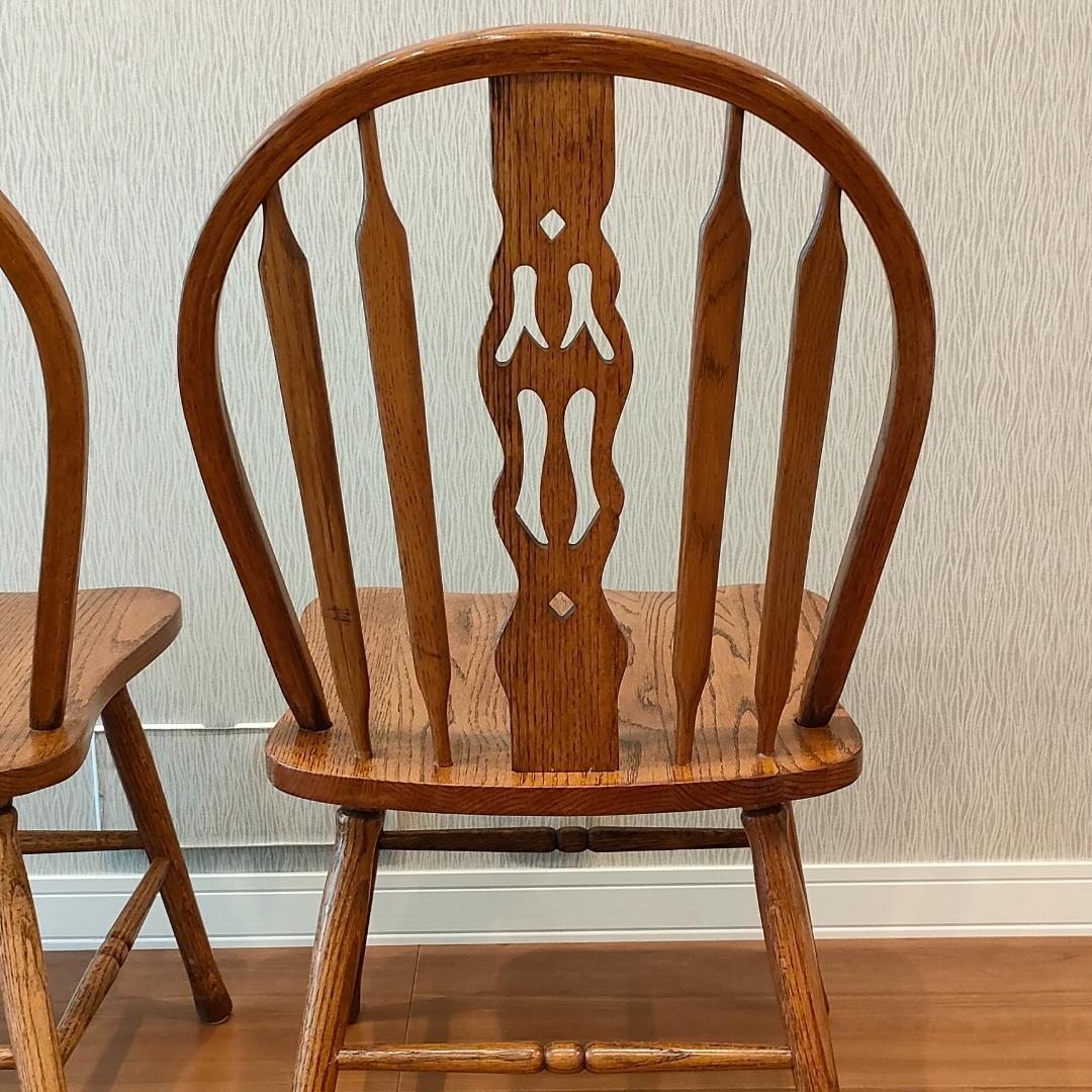 美品　ウィンザーチェア①　フープバック　オーク材　2脚セット　F5