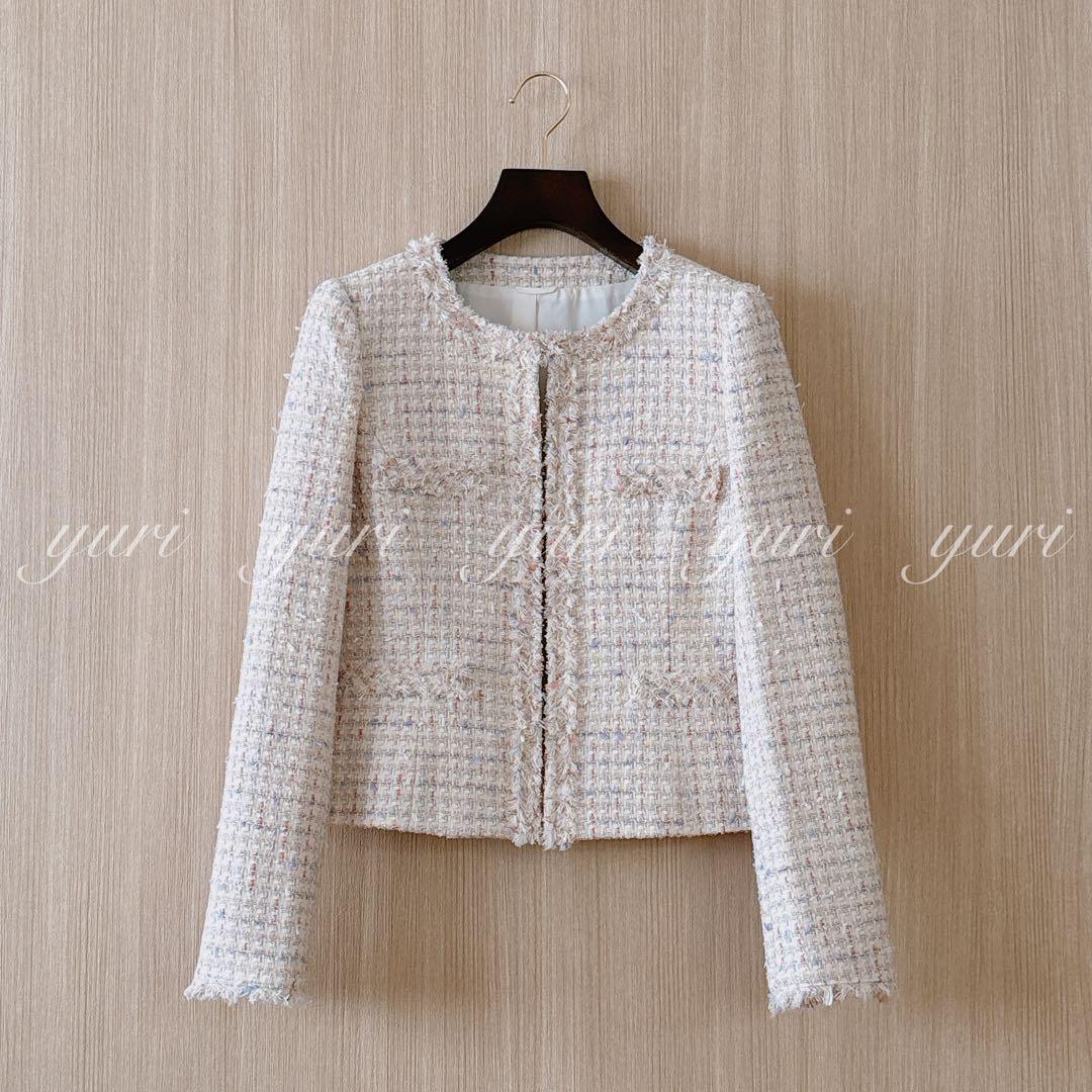 【1310】アナイ　パステルツイードクルージャケット　クリーム　38