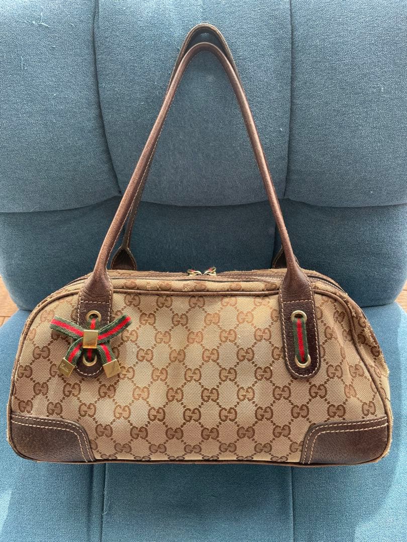 GUCCI オールドグッチ GGキャンバス ハンドバッグ シェリーライン