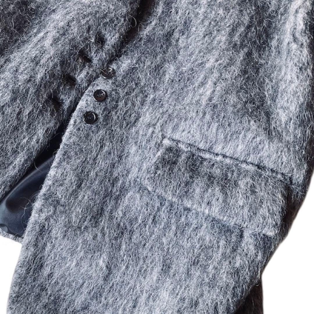 【美品】バースデーバッシュ ウール混 ノーカラー シャギー ジャケット グレー