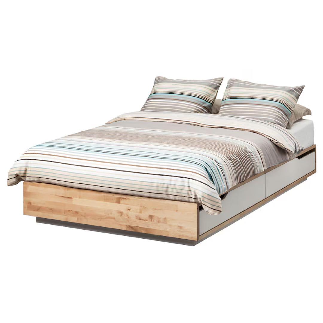 【5月以内限定】セミダブル　ベットフレーム収納付き　（IKEA MANDAL）