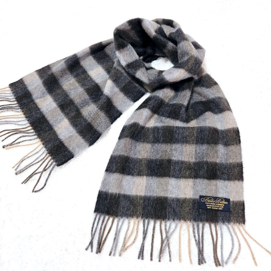 美品 Brooks Brothers 英国製 カシミヤ マフラー チェック 高級