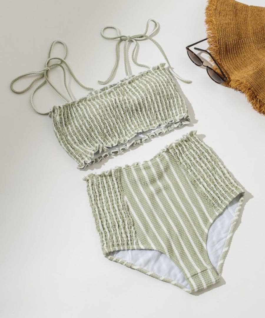 mystic♡ストライプシャーリングスイムウェア♡グリーン