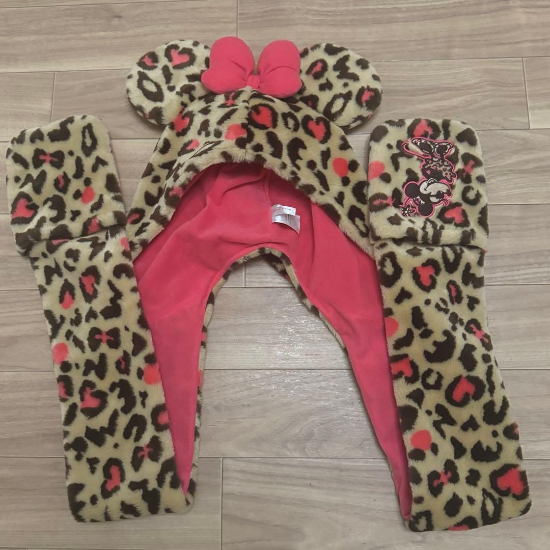 【レア】ディズニーミニー　ヒョウ柄 ファンキャップ　マフラーキャップ