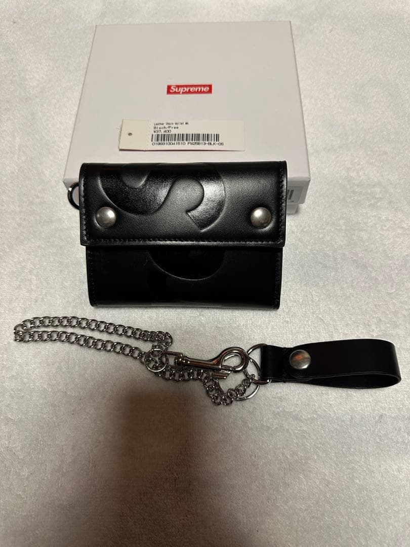 supreme Leather Chain Wallet ブラック 新品未使用