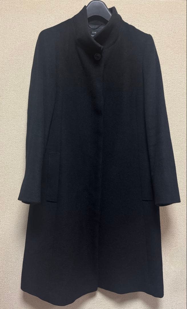 【美品】23区　スタンドカラーコート　ブラック　44サイズ　ウール/アンゴラ