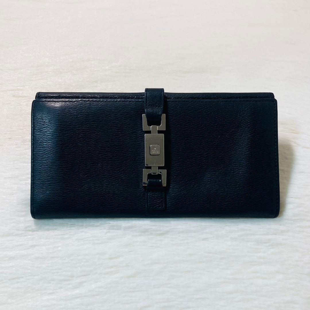 格安　GUCCI グッチ　ジャッキー　長財布　レザー　二つ折り　黒　人気　定番