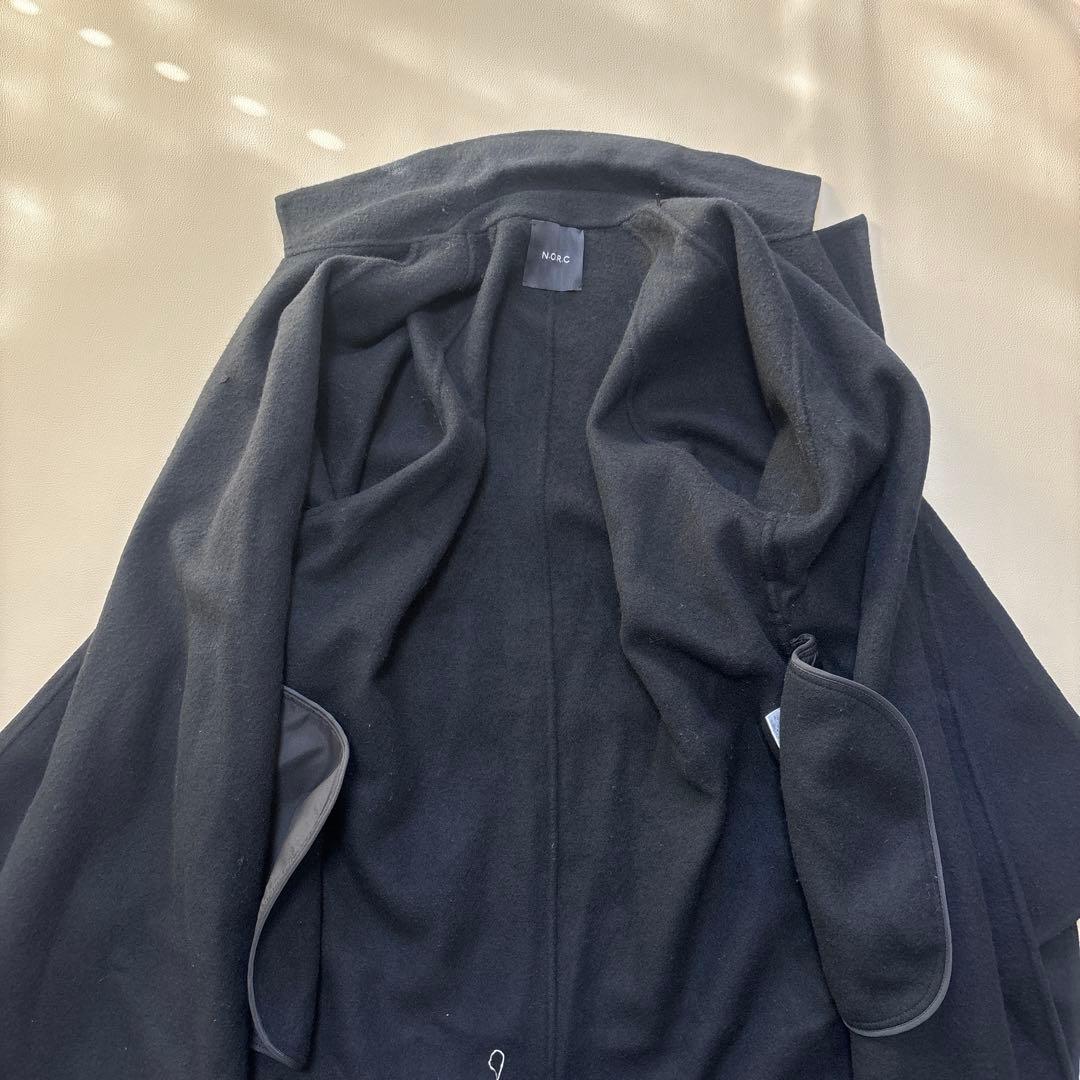 人気✨NORC ノーク リバー ロング コート ダブルフェイス ベルト付き 黒