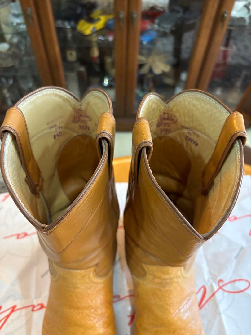 ジャスティン Justin オーストリッチ　ウエスタンブーツ　ブラウン系