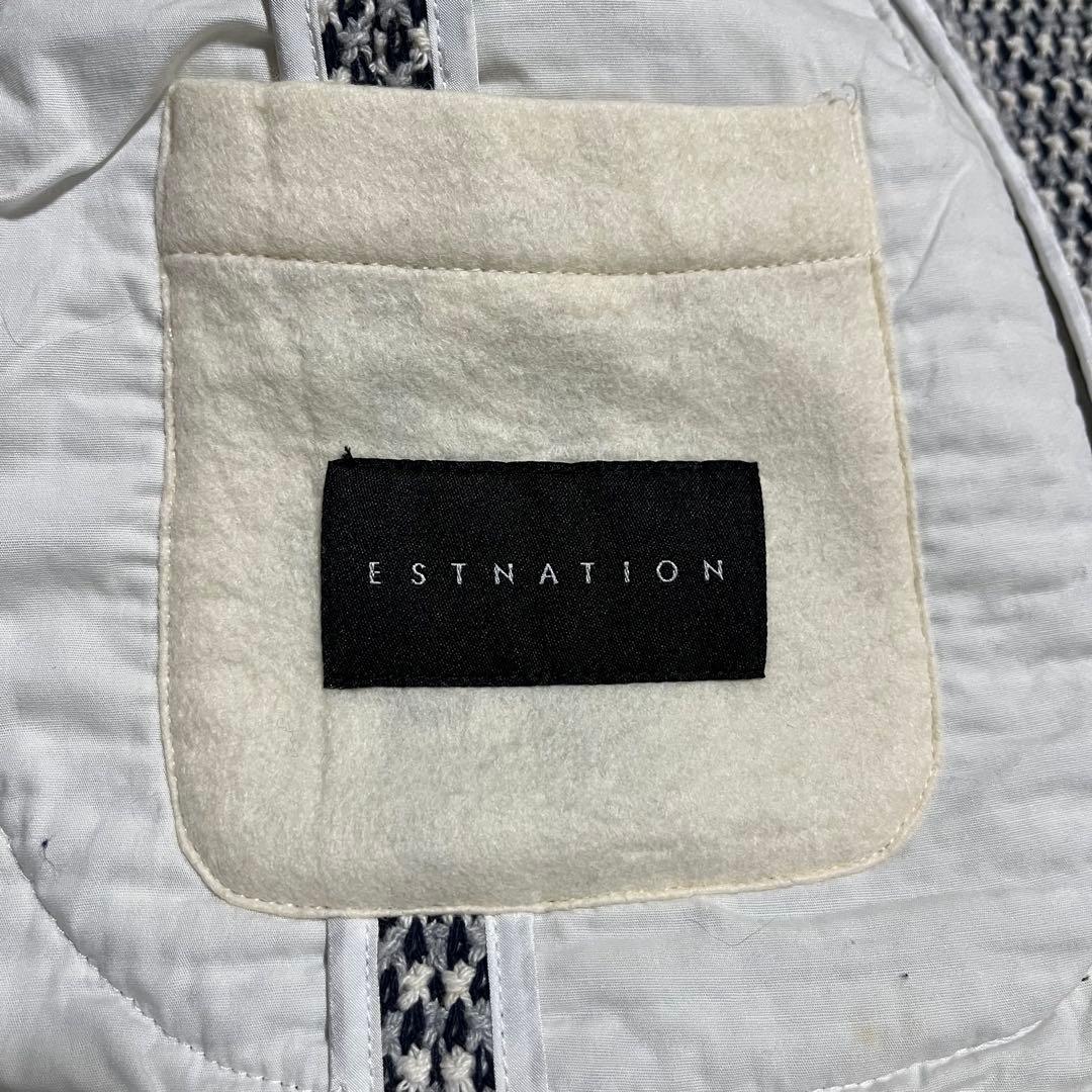 未使用　エストネーション テーラードジャケット 編み込み ニット 白紺　L