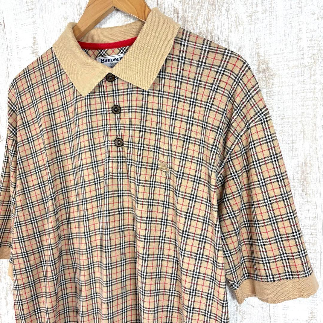 90s Burberrys バーバリー 定番 ノバチェック ロゴ刺繍 ポロシャツ