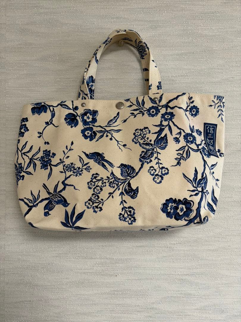 新品　信三郎帆布 花柄トートバッグ