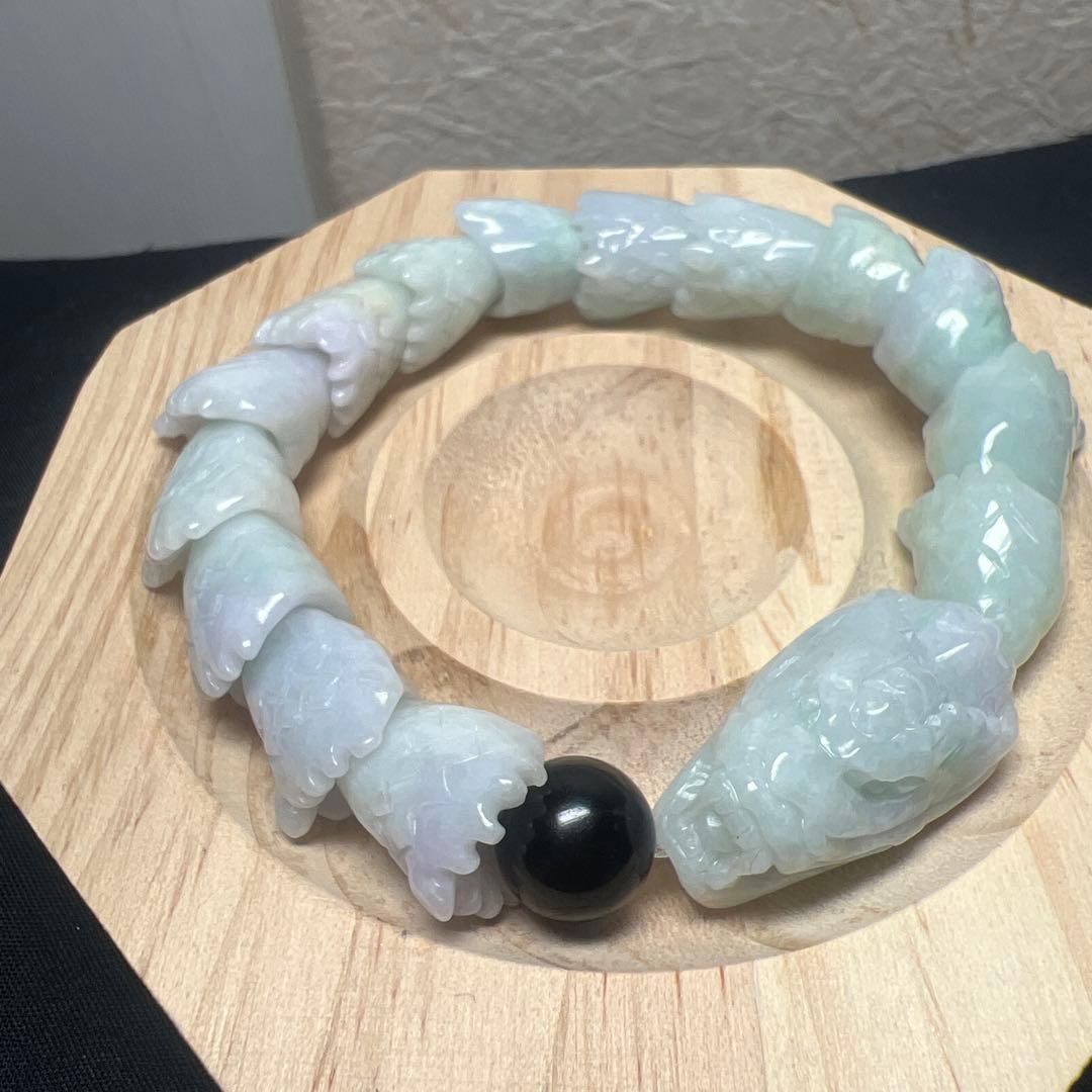 魔除けの王様モリオン&翡翠　龍神ブレスレット