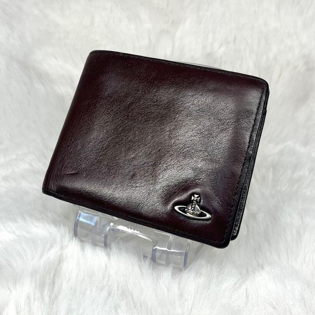 【美品】Vivienne Westwoodダークブラウンレザー 二つ折り財布