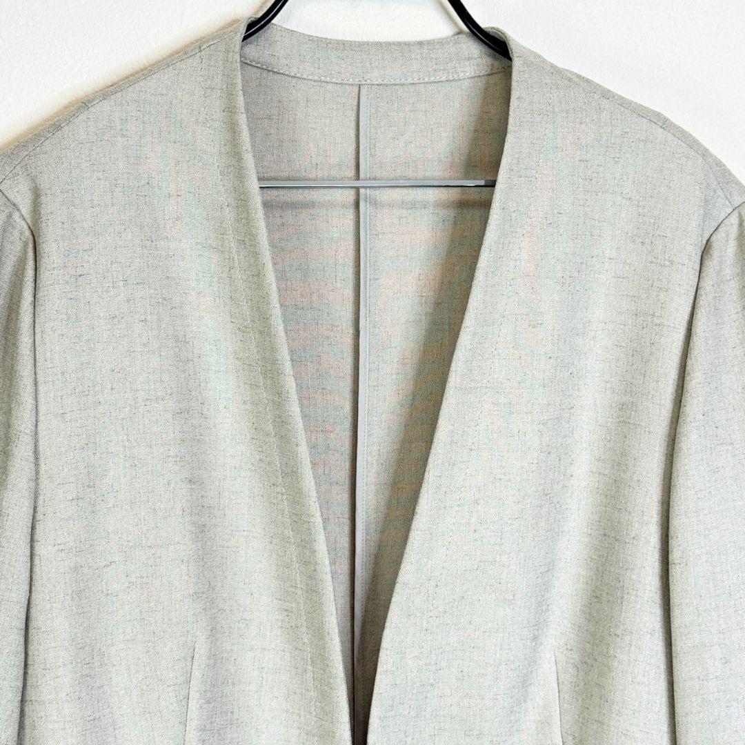 23区大きいサイズ プレーンウェーブノーカラージャケット