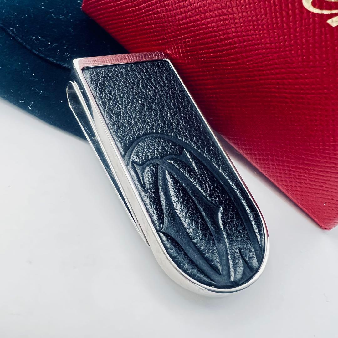 美品　カルティエ　レザー＆メタル　マネークリップ