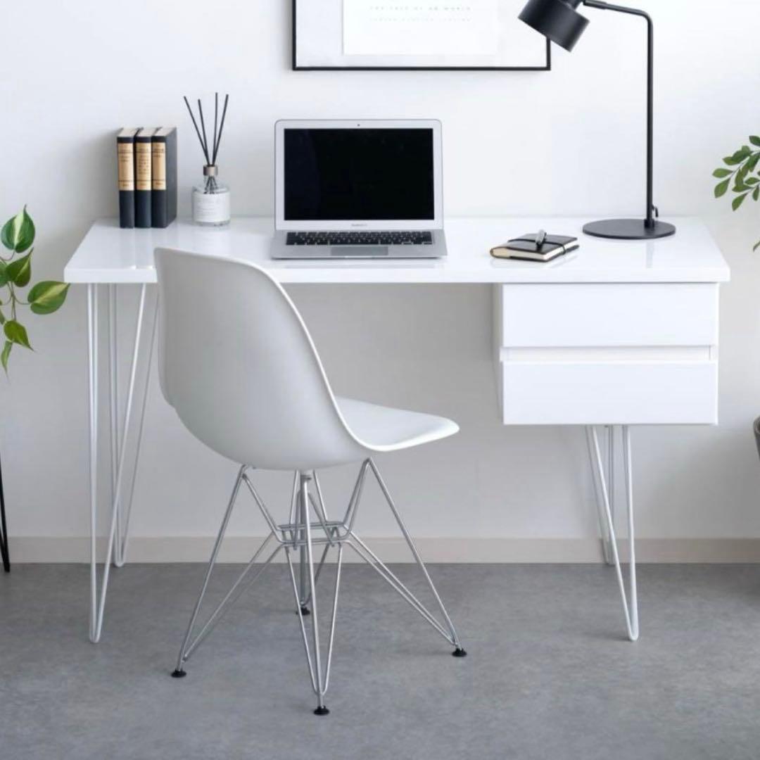 【完成品】120cm デスク パソコンデスク 机 学習机 勉強机 ホワイト