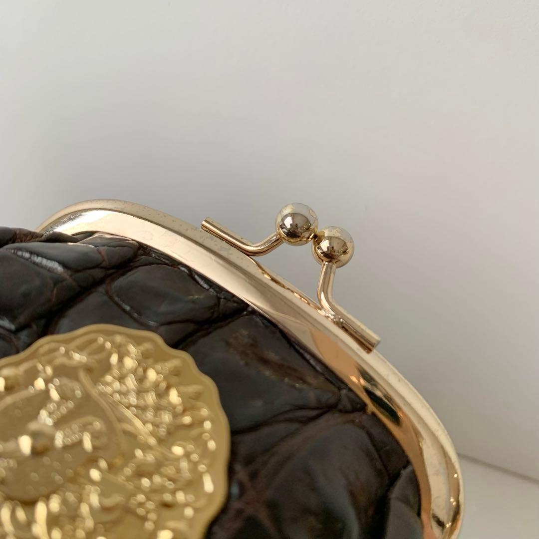 【A.D.M.J.】ケース　がま口　ポーチ　クロコ　ブラウン　ミニポーチ