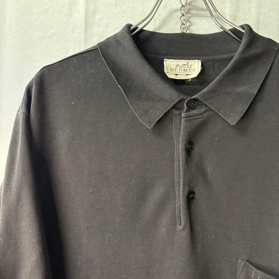 HERMES エルメス イタリア製 BLACK ブラック ポロシャツ