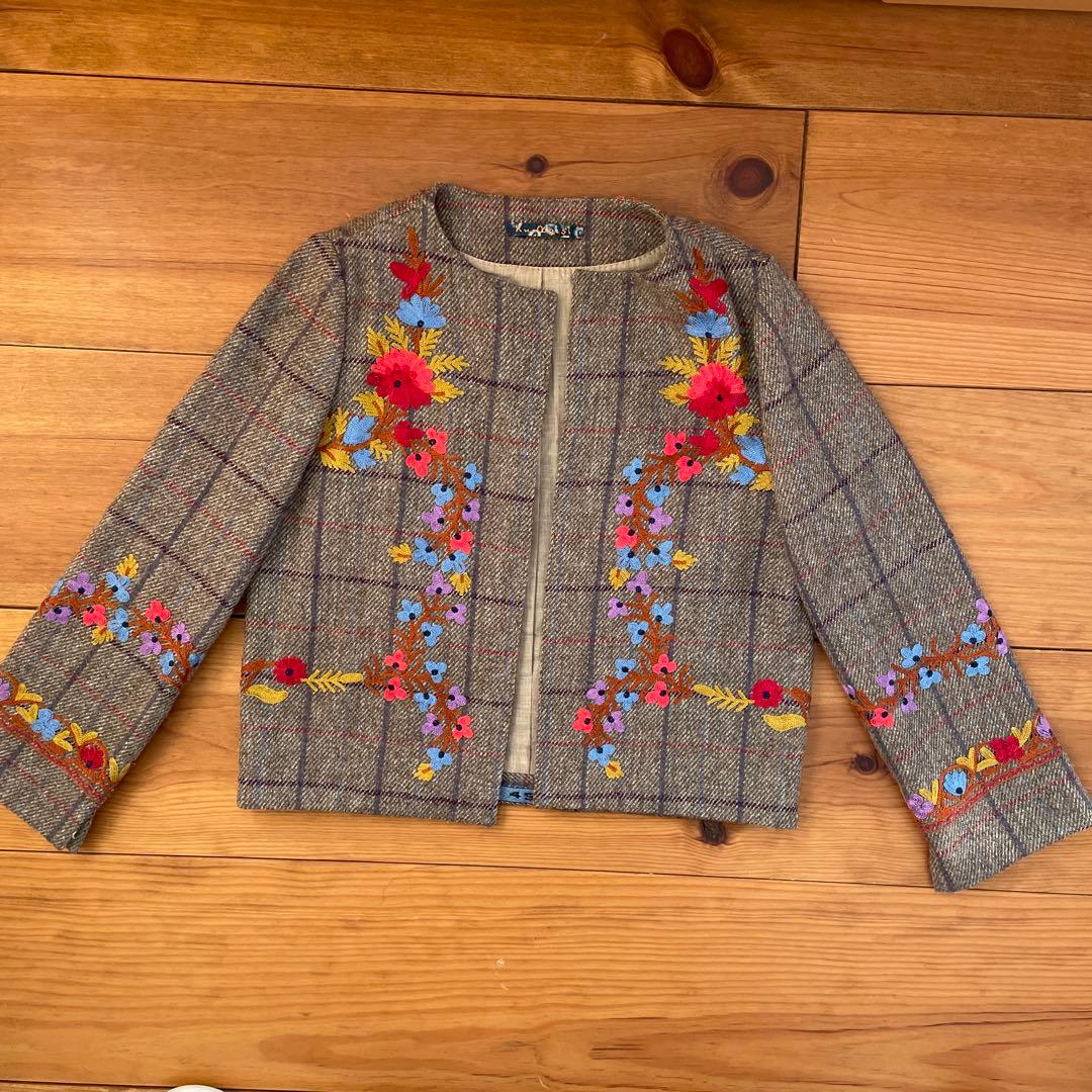 【美品】45rpm 刺繍　ノーカラージャケット　サイズ2