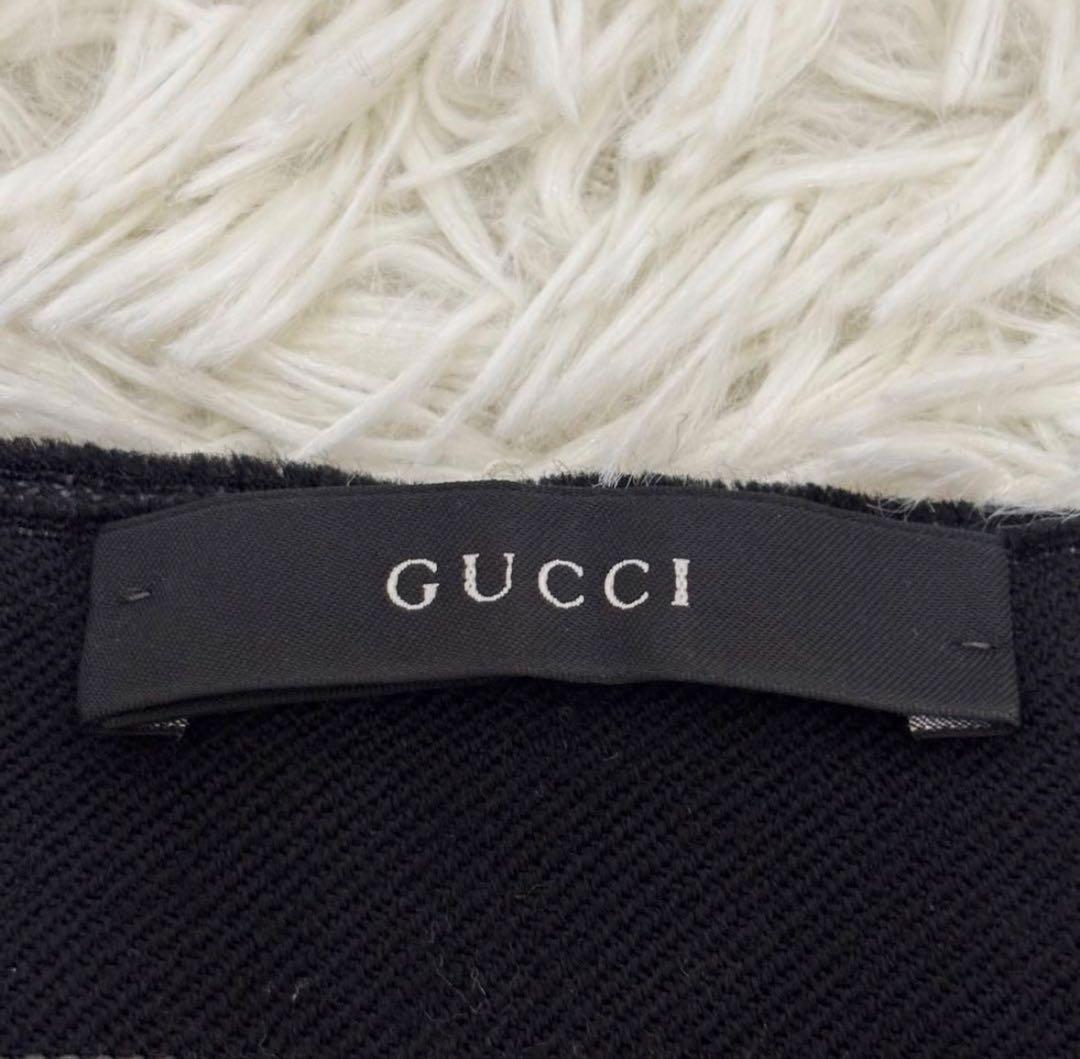 GUCCI グッチ GG ウール リバーシブル マフラー ブラック　グレー