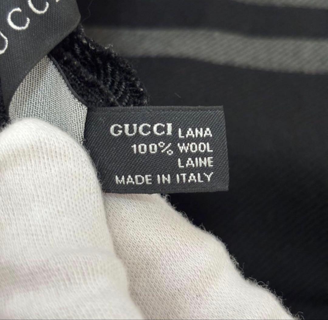 GUCCI グッチ GG ウール リバーシブル マフラー ブラック　グレー