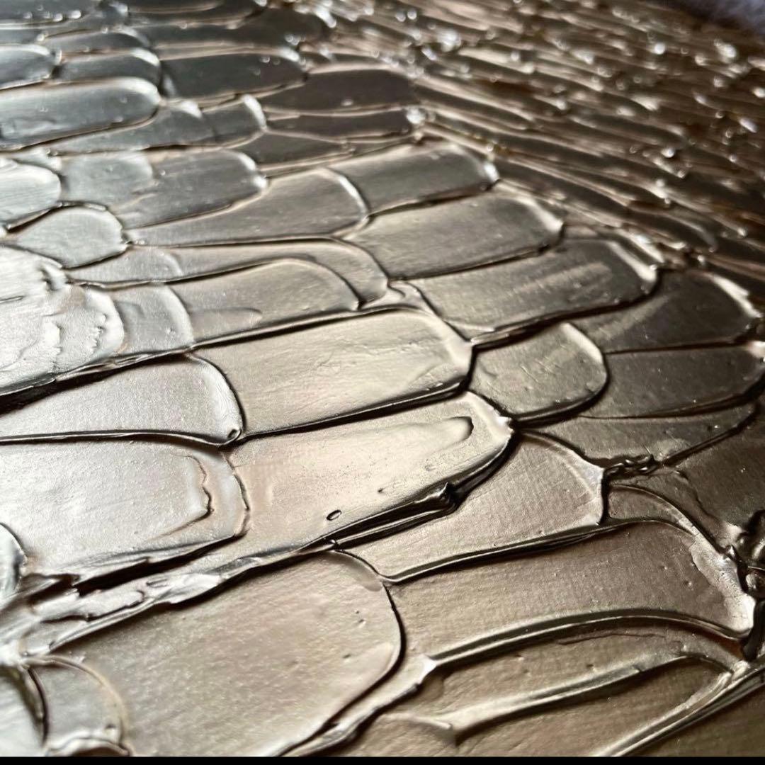 TAKU様用｜2枚｜ゴールド×シルバーテクスチャーアート｜ゴールド円形｜抽象画