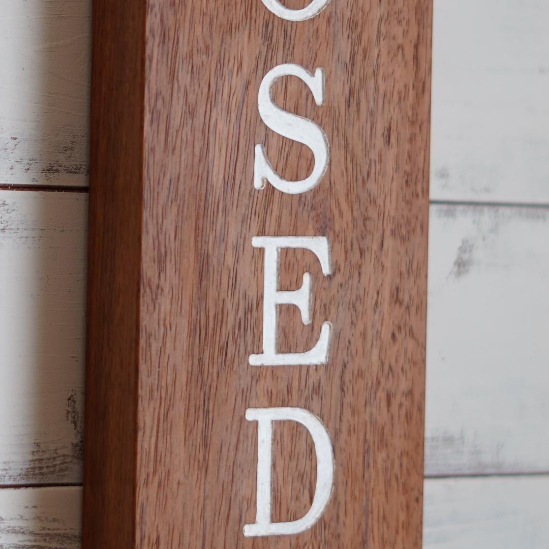 カリン（花梨）のオープン看板 【木製 営業中 アルファベット】