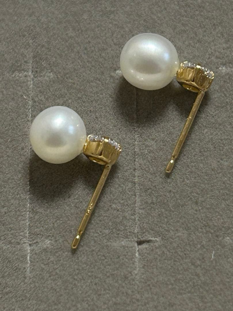 ジュエリーツツミ　K18イエローゴールド淡水パールピアス