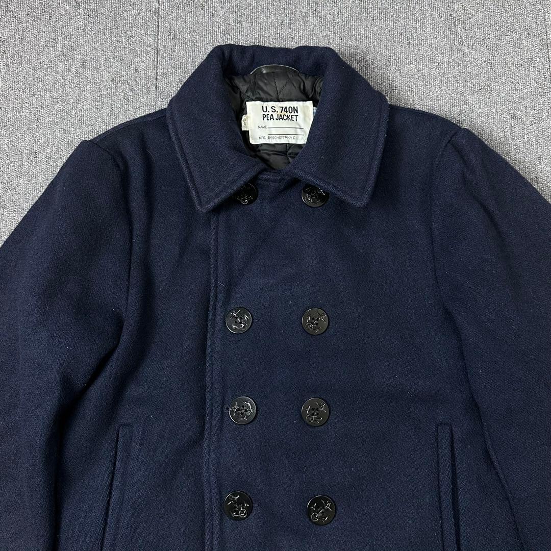 USA 90s Schott 希少 ネイビー Pコート ウールメルトン ショット