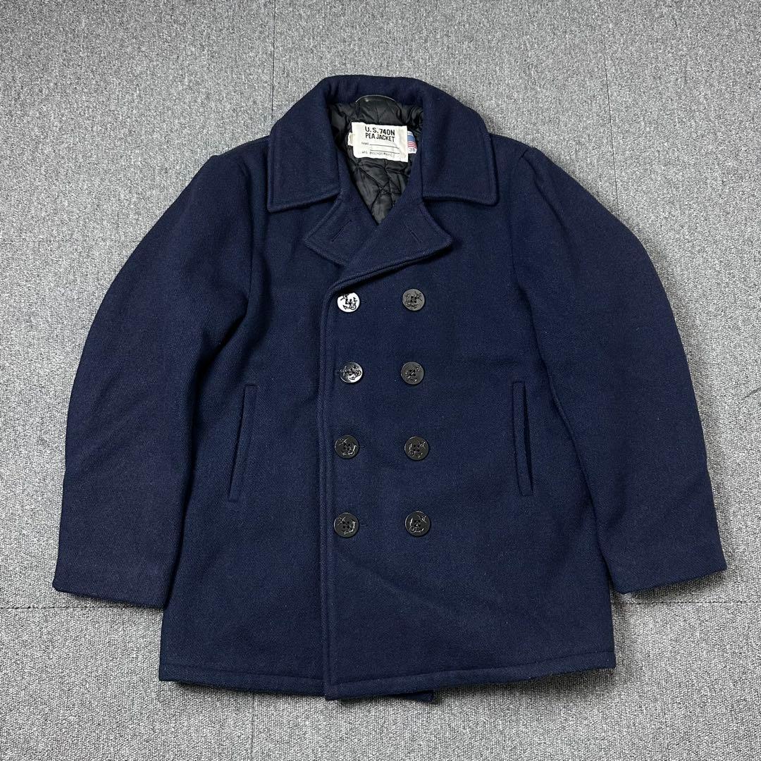 USA 90s Schott 希少 ネイビー Pコート ウールメルトン ショット