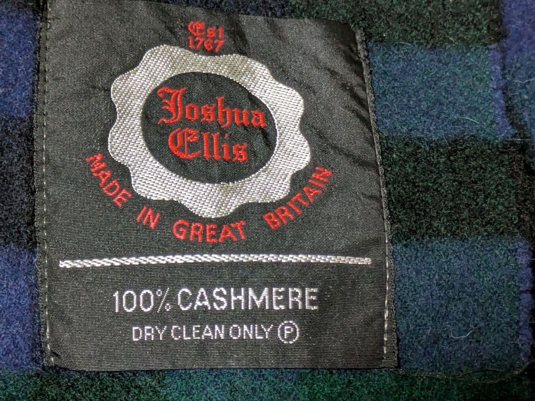 ジョシュア・エリス　大判ストール　チェック柄ストール　イギリス製　カシミア