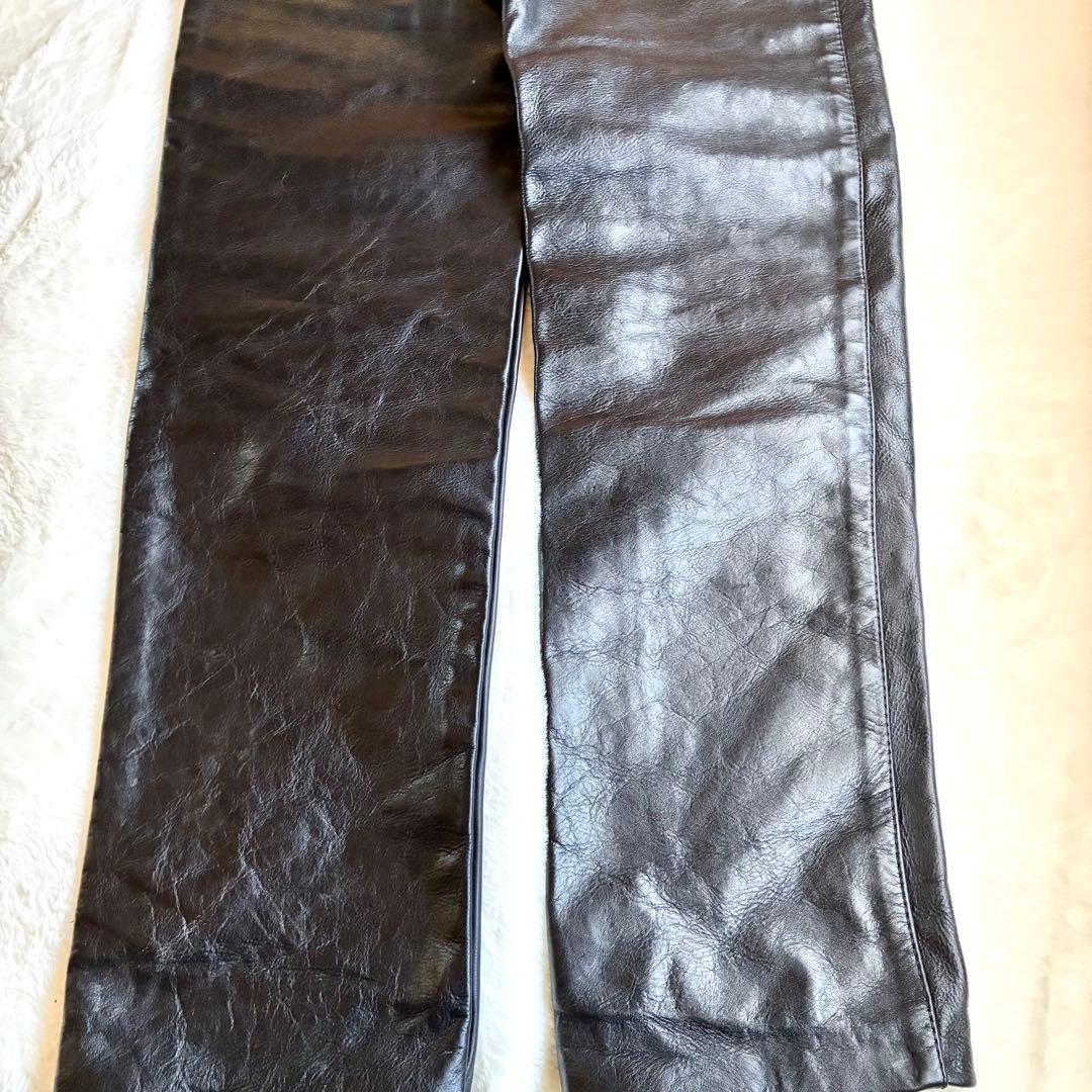 美品 34インチ USA製 vanson バンソン レザーパンツ 本革 牛革 黒