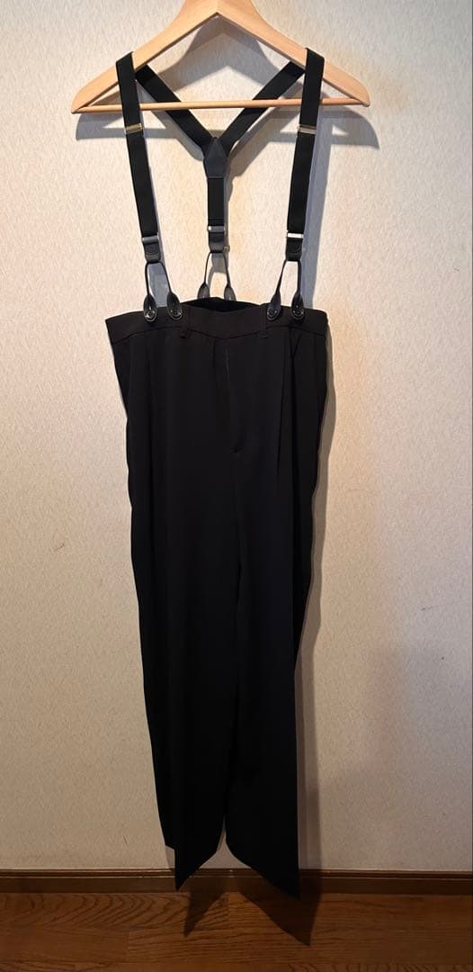 Curensology サスペンダーパンツ ブラック サロペットパンツ