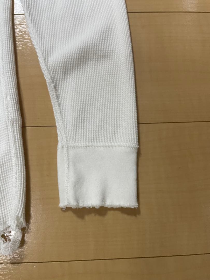 1 ANCELLM　ダメージ　ワッフル　ロンT　白　新品　アンセルム