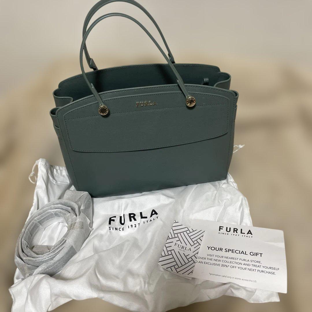 【極美品レアカラー】FURLA フルラ トートバッグ グリーン 保存袋付 正規品