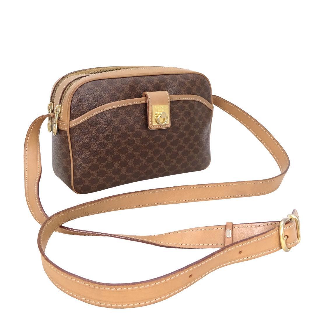 本物 ■セリーヌ■サークルリング マカダム ブラウン 斜めがけショルダーバッグ