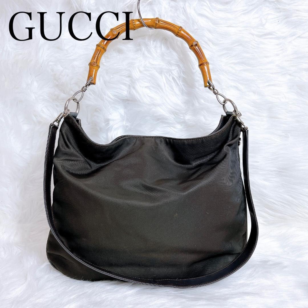 グッチ 　オールドグッチ　ハンドバッグ バンブー ショルダー ブラウン 2way