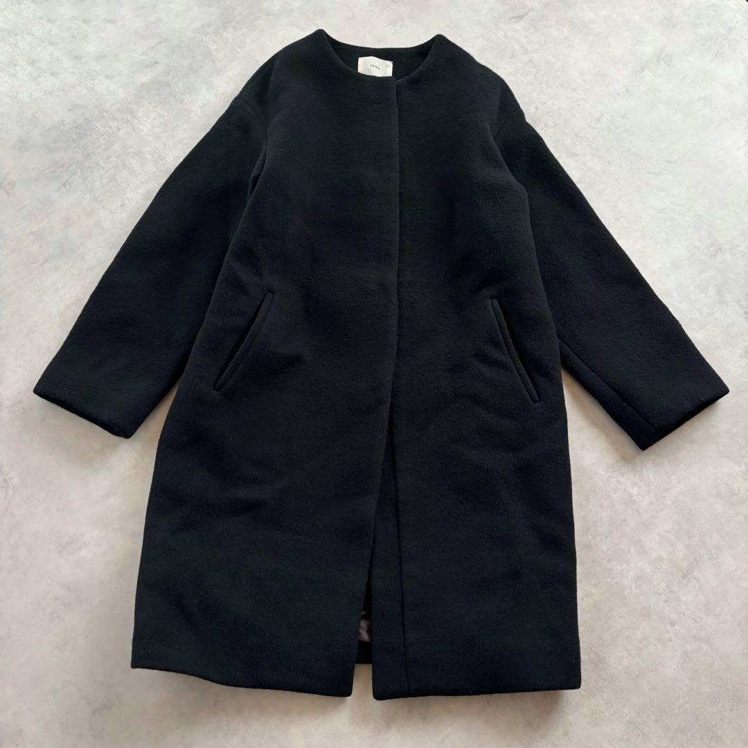 IENA イエナ ラムウールノーカラーコート ブラック 38 近年モデル