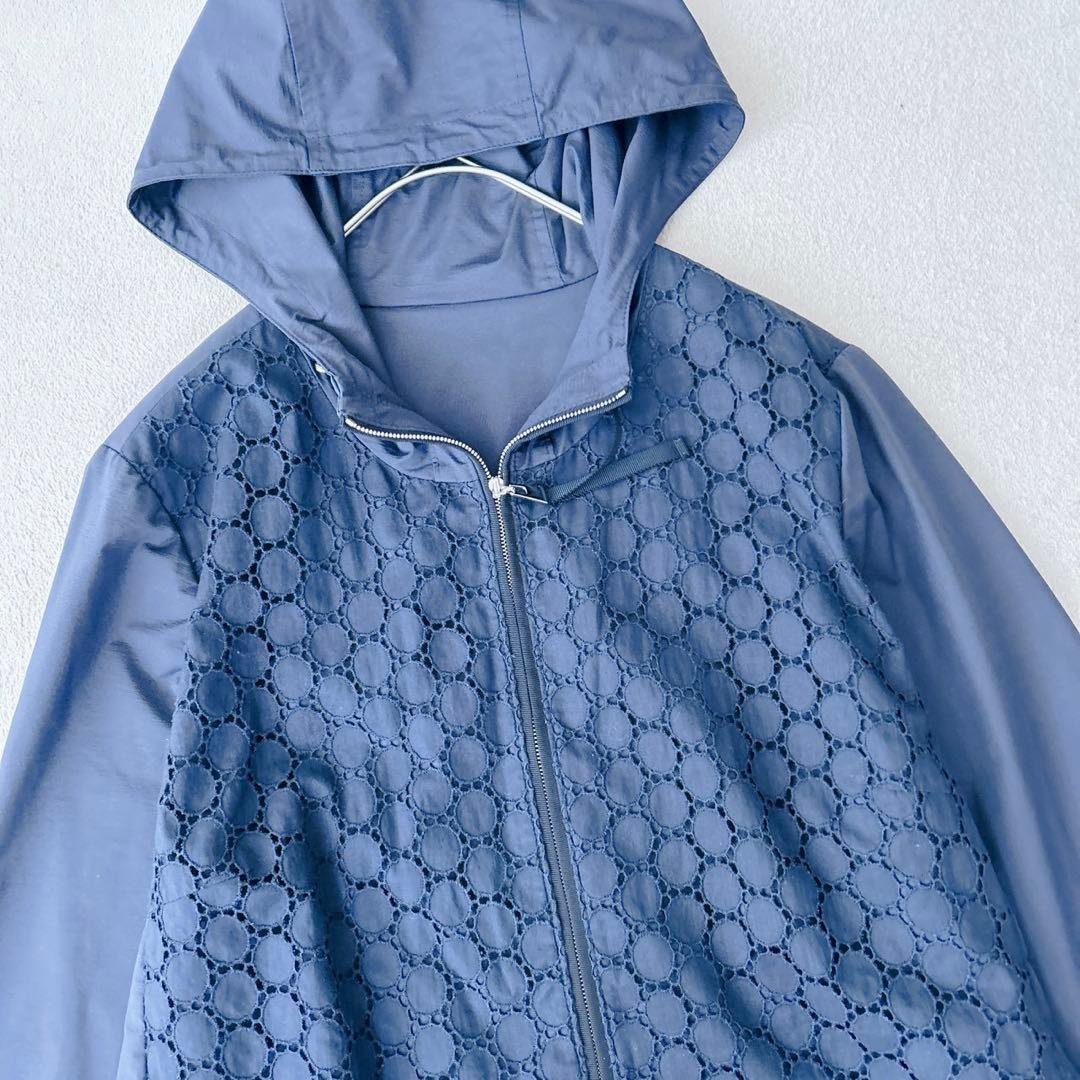近年✨ レリアン　レースフード付きジップジャケット　パーカー　ネイビー　XL相当