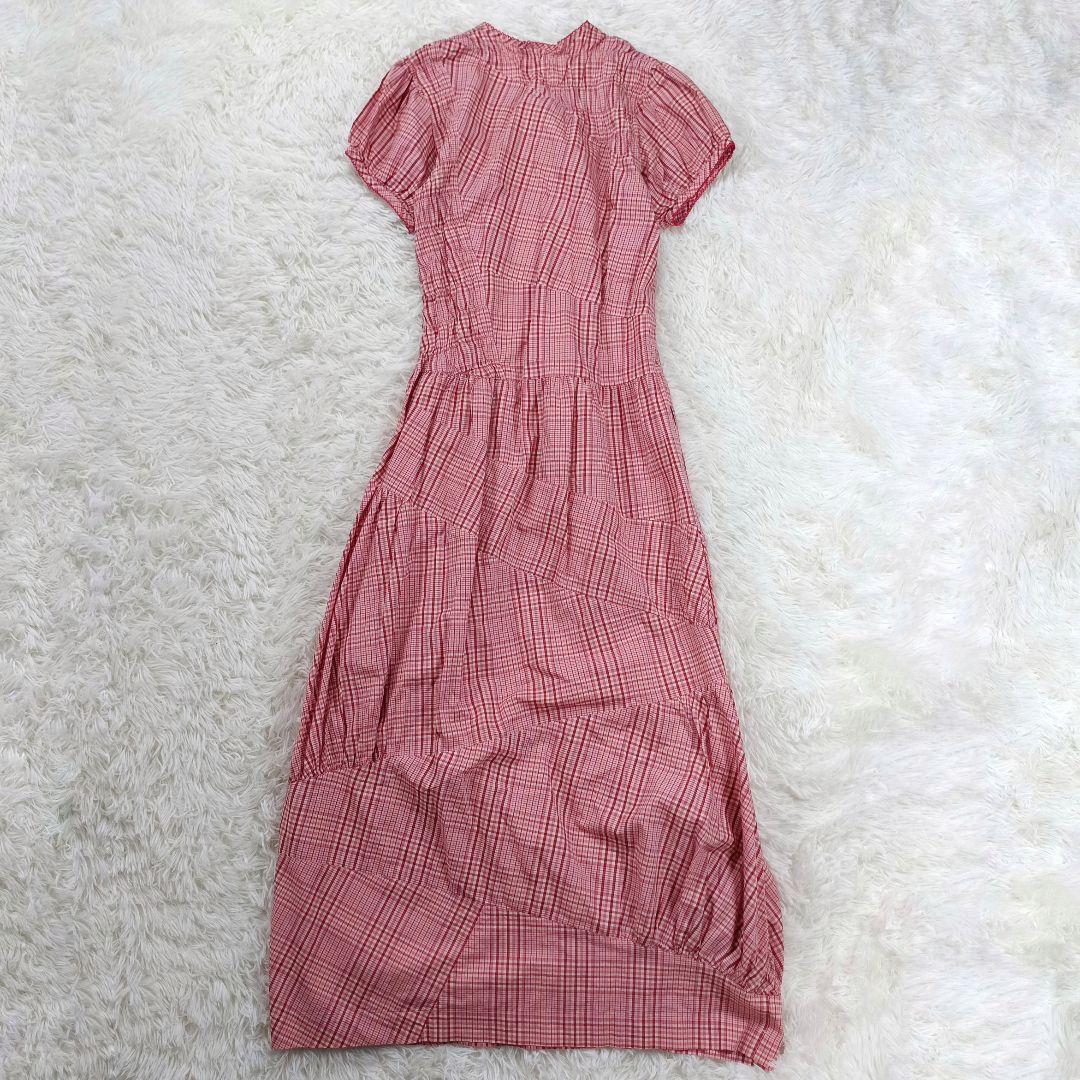 ピンクハウス　ギンガムチェック マキシワンピース　ピコフリル　ピンク