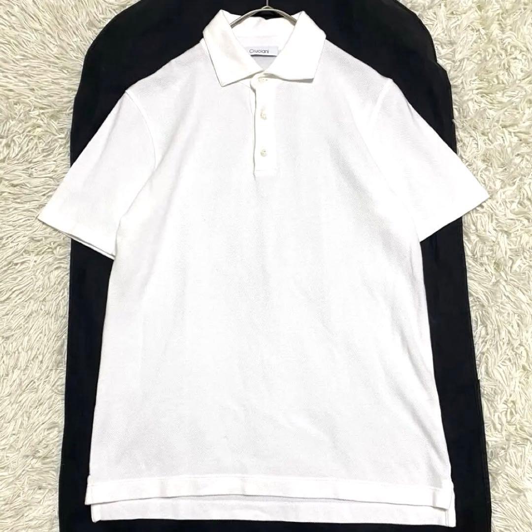 【極美品✨】クルチアーニ 鹿の子 半袖 ポロシャツ 白 Lサイズ相当