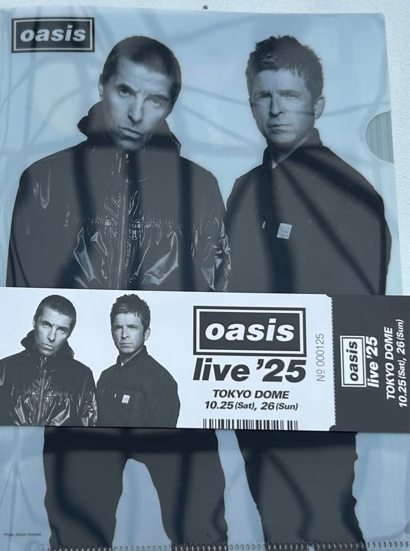 oasis シリアルナンバー入りメモリアルチケットアンドクリアファイル　未使用